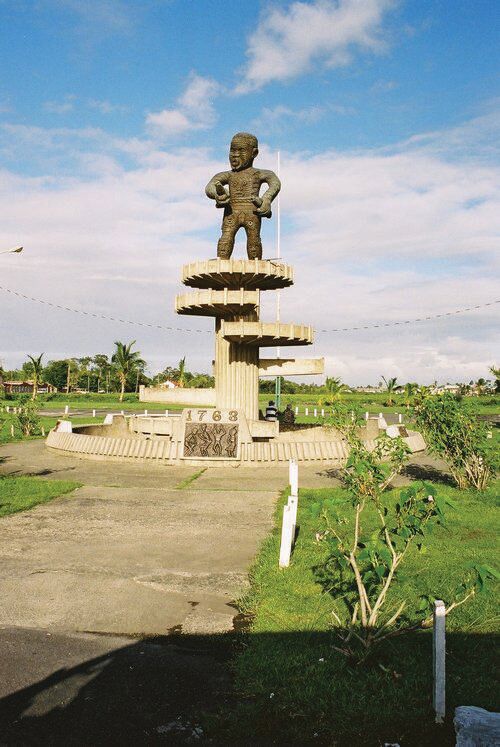 guyana memorial to a slave leader who led a revolt in the s  o